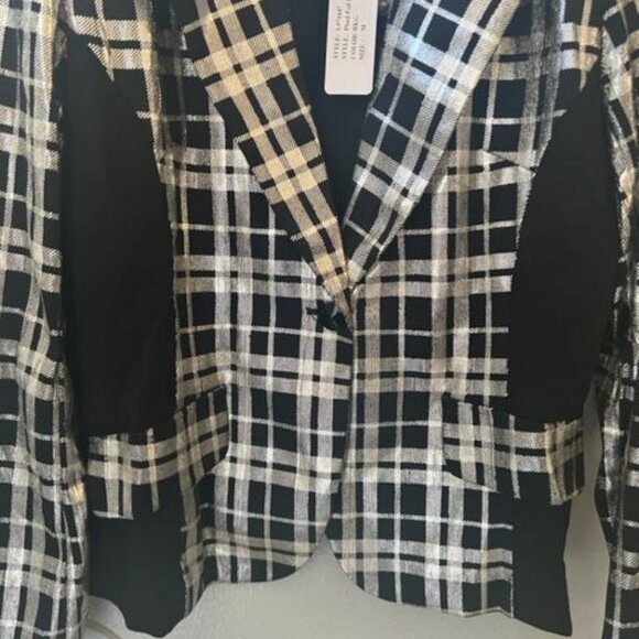 Berek Women's Plaid Blazer Jacket Metallic Black & gold elegant formal jacket - Picture 6 of 8